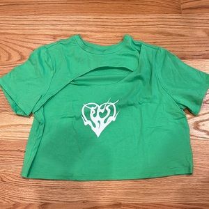 Green chopped neck top